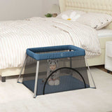 Vidaxl babybox met matras linnen marineblauw