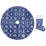 Vidaxl kerstboomrok luxe met sok 150 cm stof blauw
