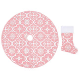 Vidaxl kerstboomrok luxe met sok 150 cm stof roze