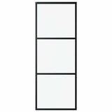 Vidaxl schuifdeur 3-panelen 76x205 cm esg-glas en aluminium zwart