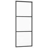 Vidaxl schuifdeur 3-panelen 76x205 cm esg-glas en aluminium zwart