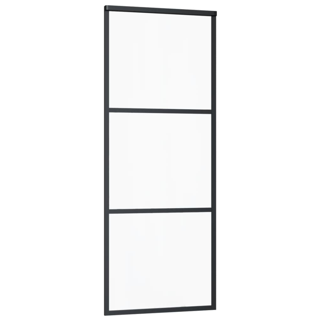 Vidaxl Schiebetür 76x205 cm ESG -Glas und Aluminiumschwarz