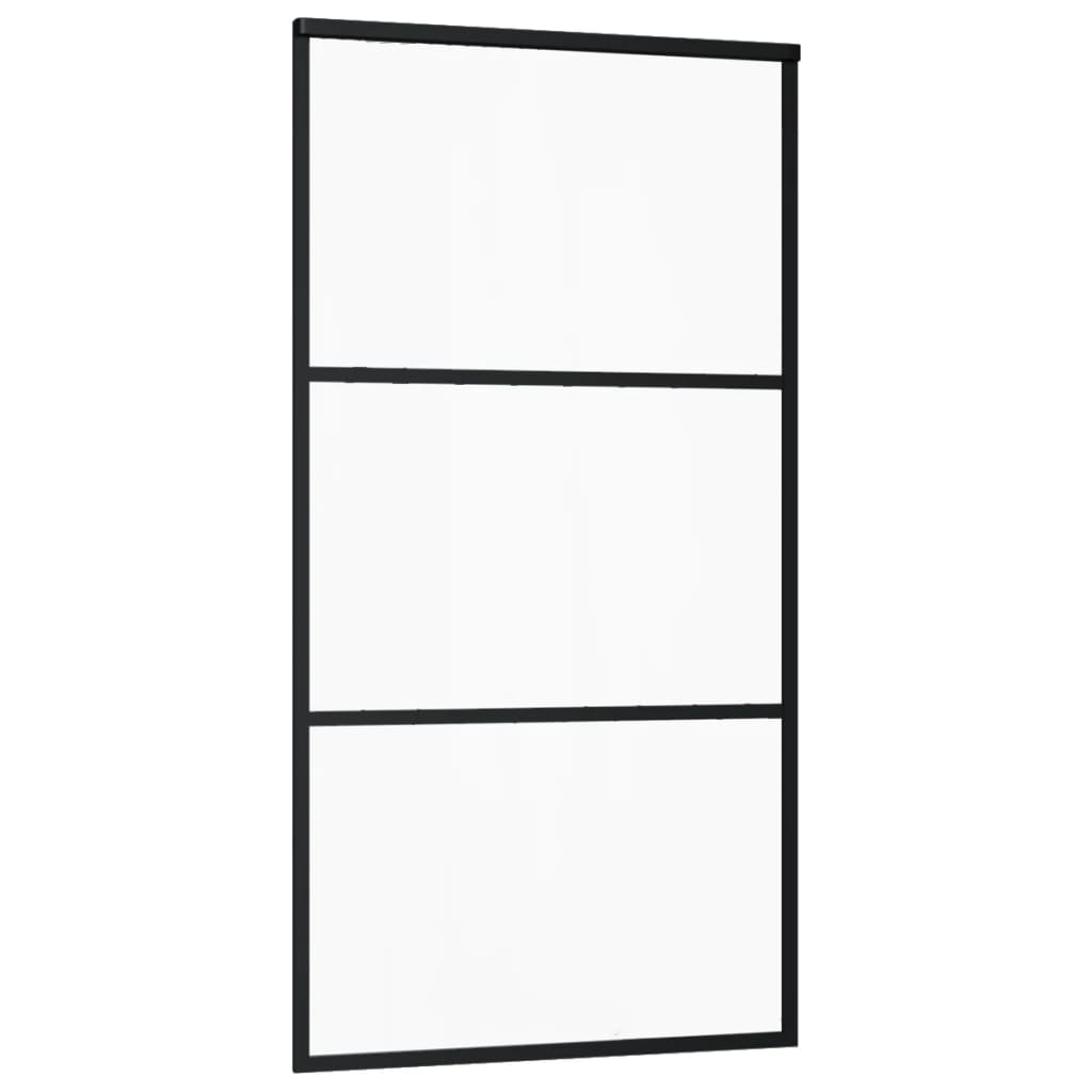 Vidaxl Schiebetür 102x205 cm ESG -Glas und Aluminiumschwarz