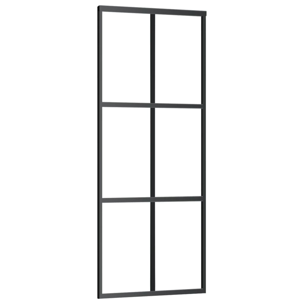 Vidaxl skydedør 76x205 cm ESG glas og aluminium sort