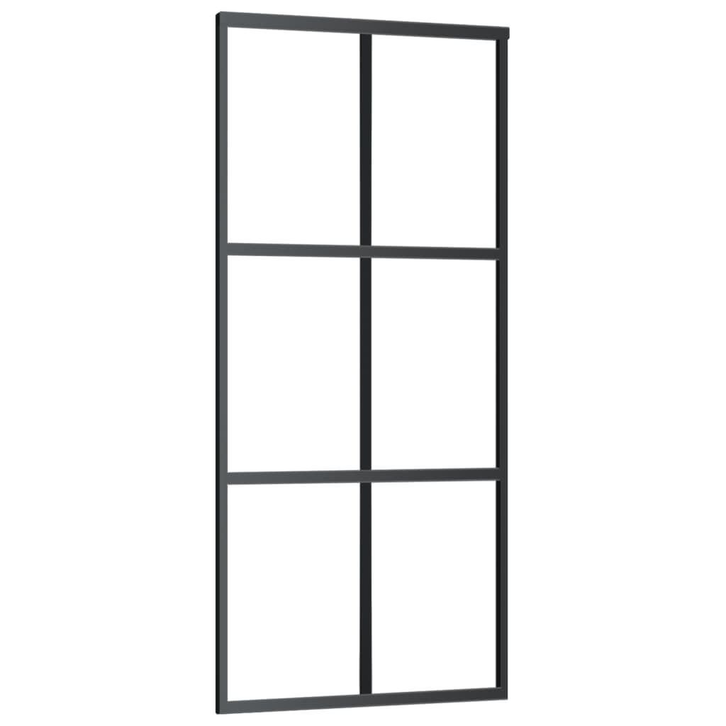 Vidaxl skydedør 90x205 cm ESG glas og aluminium sort