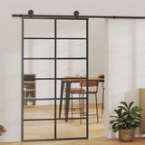 Porta scorrevole Vidaxl 102x205 cm Glass ESG e nero in alluminio