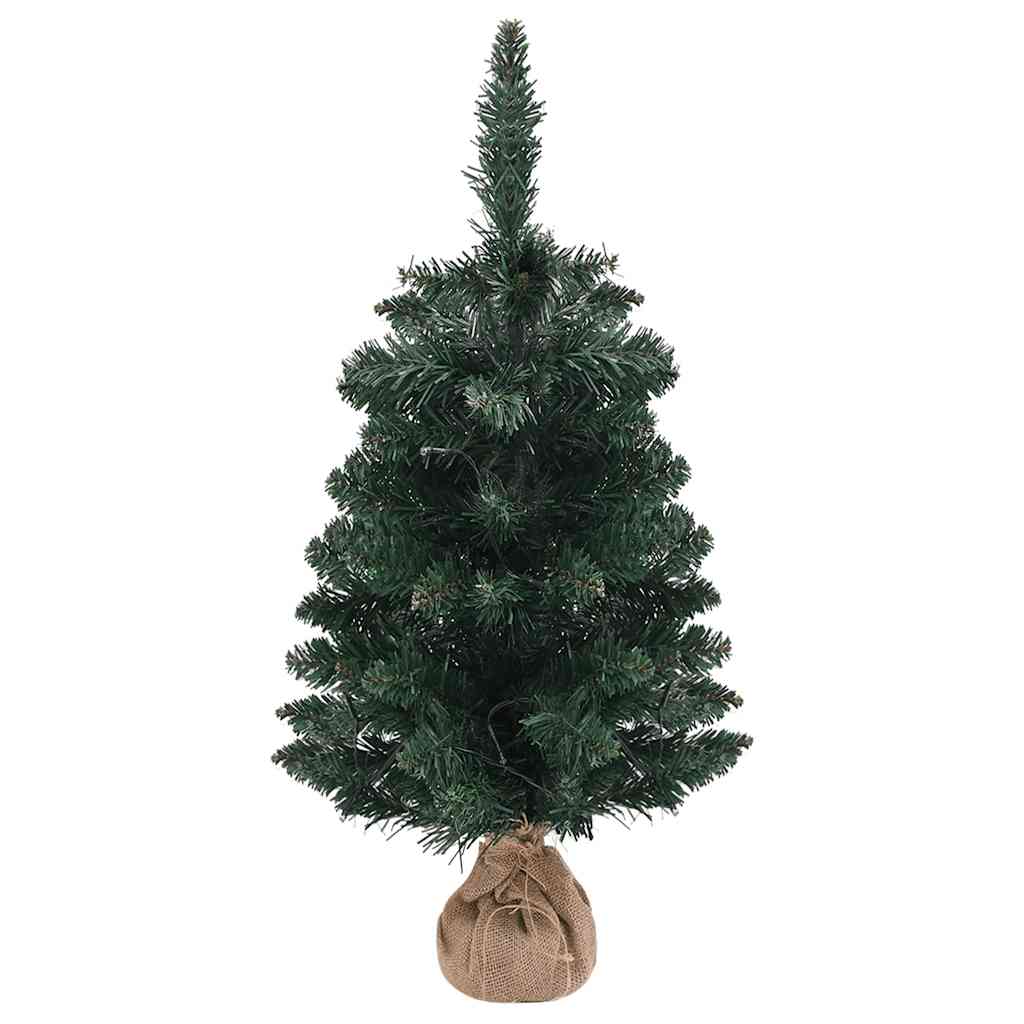 Vidaxl kunstkerstboom met verlichting en standaard 90 cm pvc groen