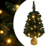 Vidaxl kunstkerstboom met verlichting en standaard 90 cm pvc groen