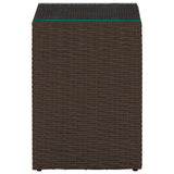 Vidaxl bijzettafel met glazen blad 35x35x52 cm poly rattan bruin
