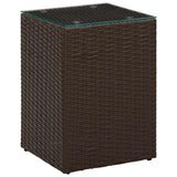 Vidaxl 3-delige bijzettafelset met glazen blad poly rattan bruin