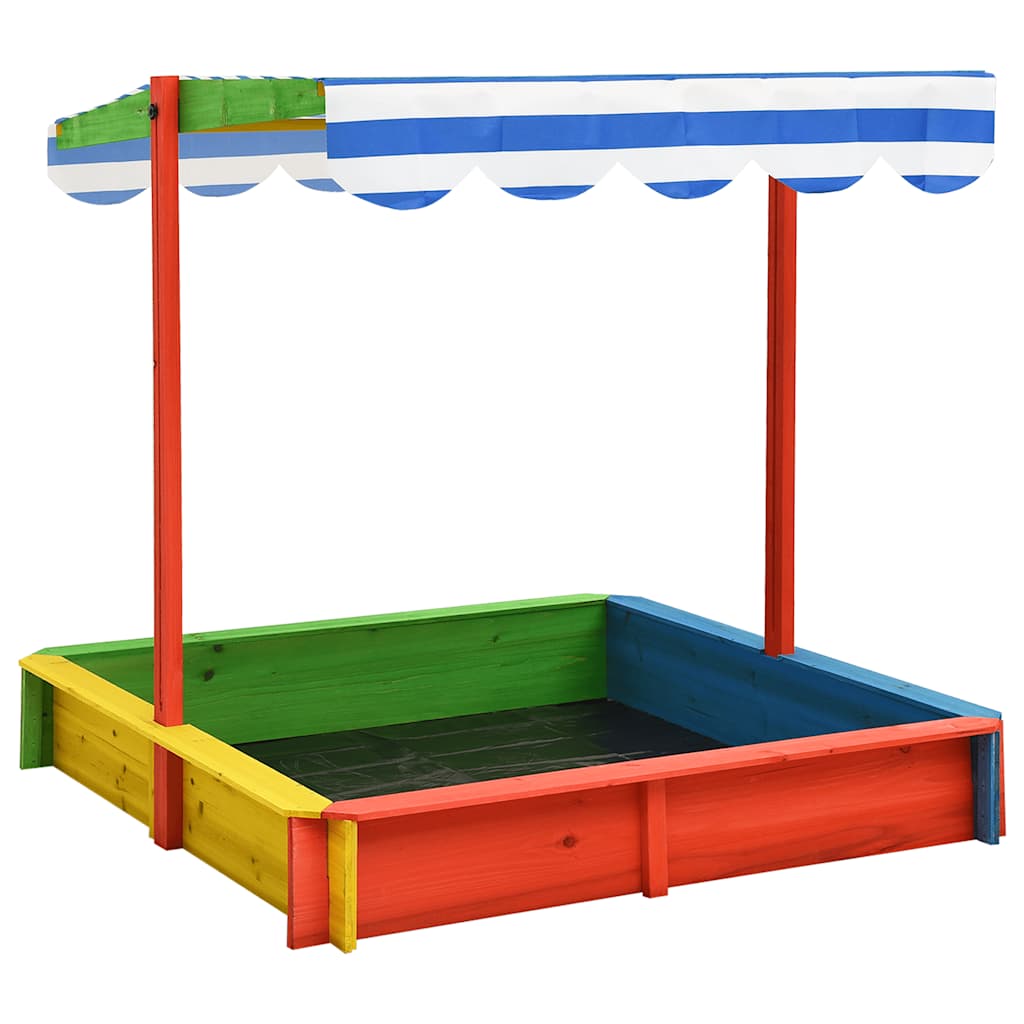 Vidaxl sandbox with adjustable roof UV50 pinewood multi -colored