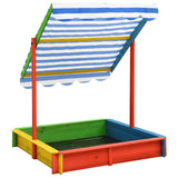 Vidaxl Sandbox con techo ajustable UV50 Pinewood Multi -Colored