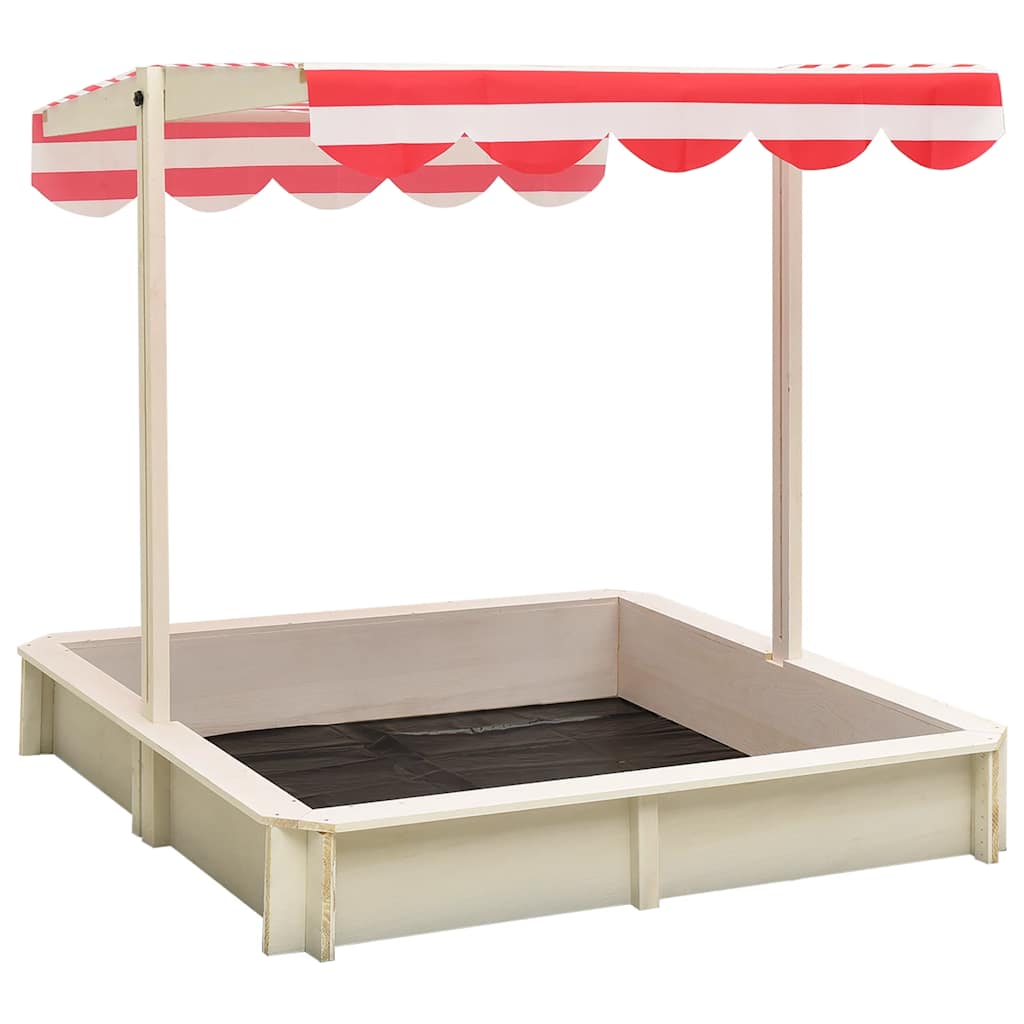 Vidaxl Sandbox med justerbar tag UV50 Pinewit White and Red