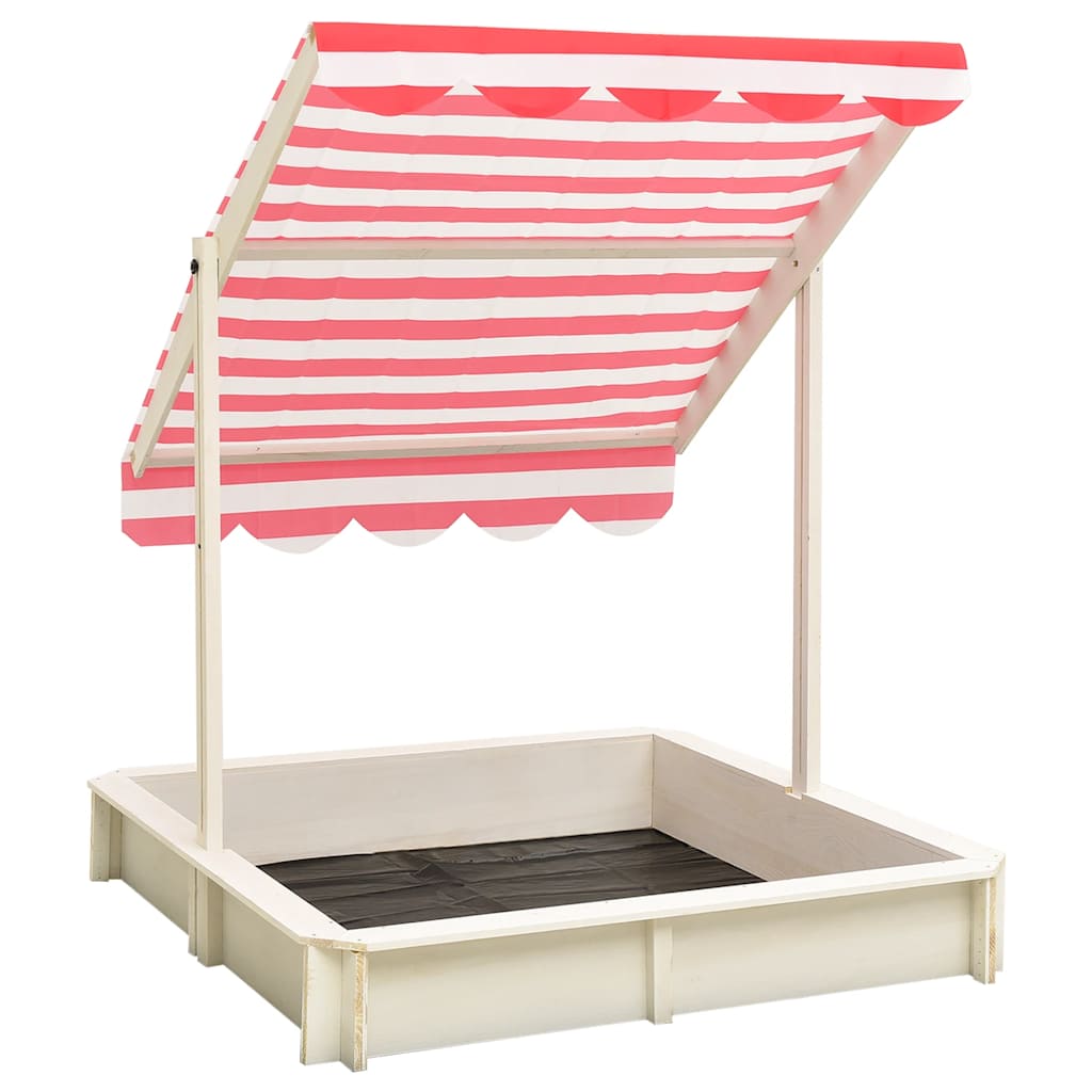 Boîte à sable Vidaxl avec toit réglable UV50 Pinwit blanc et rouge