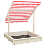 Vidaxl Sandbox con techo ajustable UV50 Pinewit blanco y rojo