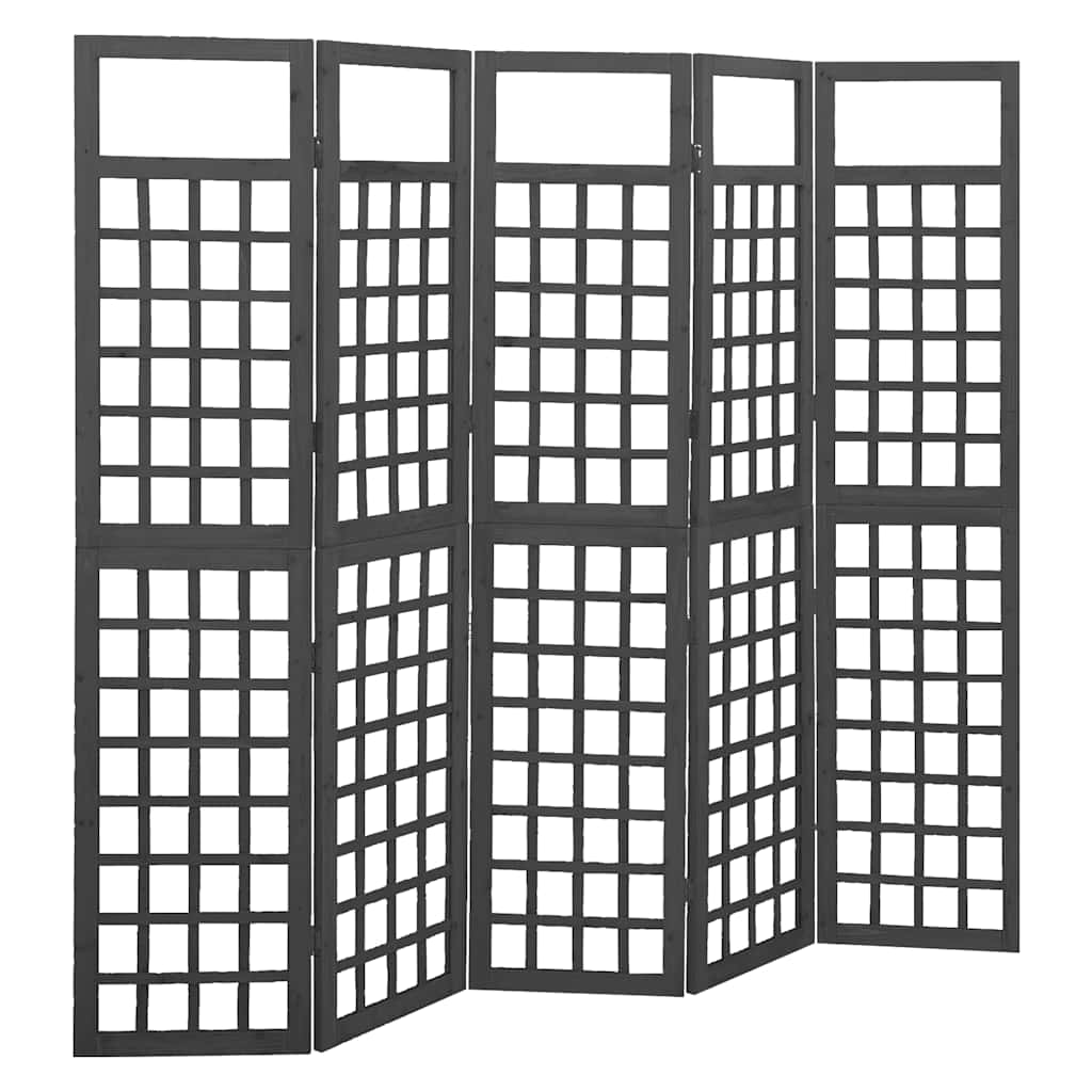 Vidaxl kamerscherm trellis met 5 panelen 201,5x180 cm vurenhout zwart