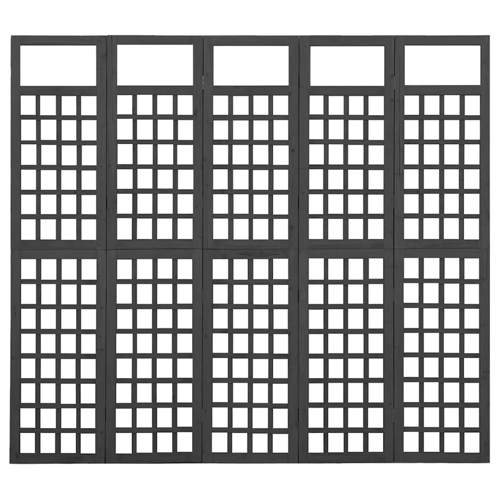 Vidaxl kamerscherm trellis met 5 panelen 201,5x180 cm vurenhout zwart
