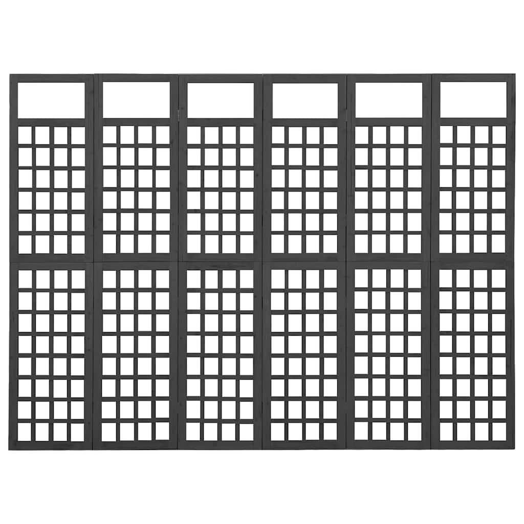 Vidaxl kamerscherm trellis met 6 panelen 242,5x180 cm vurenhout zwart