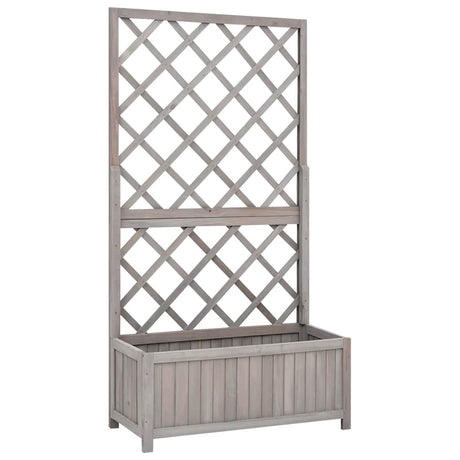 Vidaxl plantenbak met latwerk 70x30x135 cm massief vurenhout grijs