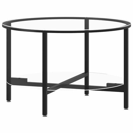 Vidaxl salontafel 70 cm gehard glas zwart en transparant