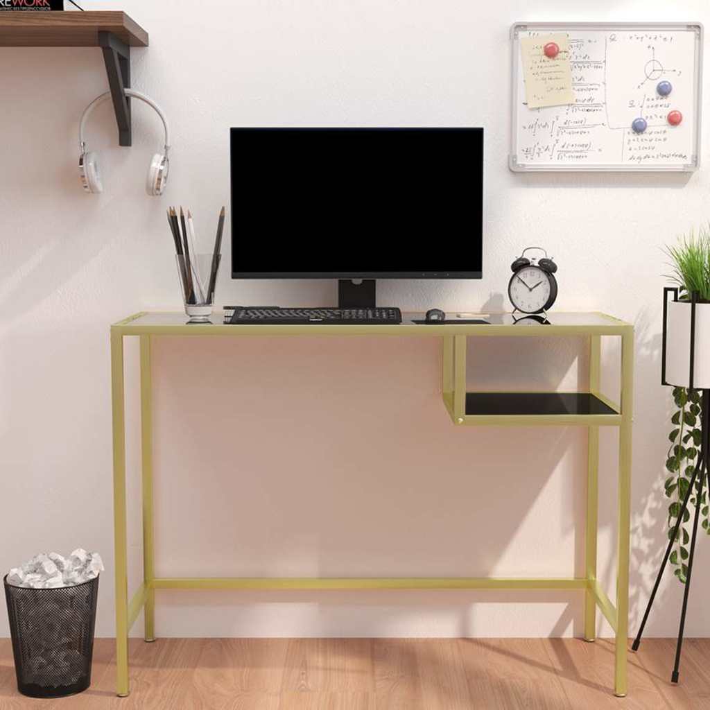 Vidaxl computerbureau 100x36x74 cm gehard glas transparant
