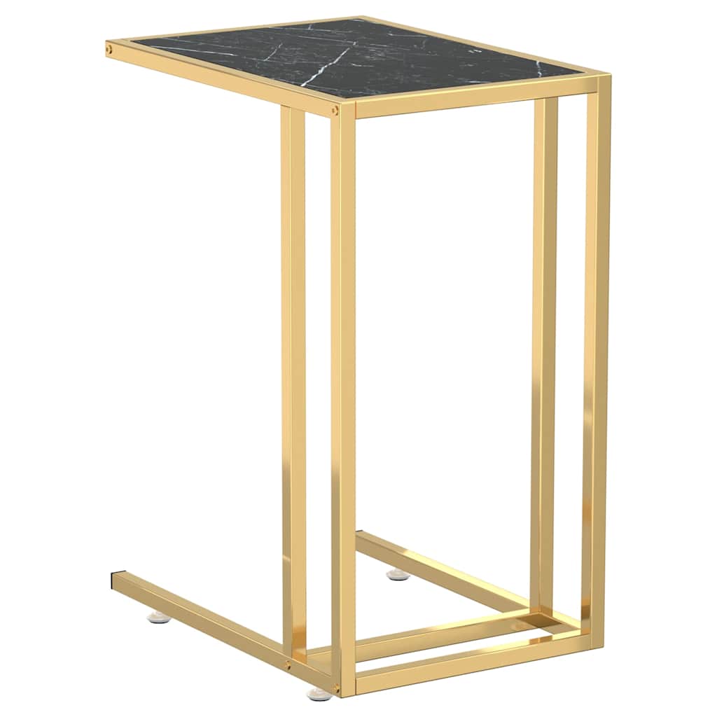 Vidaxl computer bijzettafel 50x35x65 cm gehard glas zwartmarmerkleurig