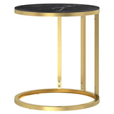 Vidaxl bijzettafel 45 cm gehard glas goudkleurig en zwartmarmer