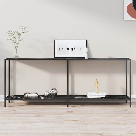 Vidaxl wandtafel 200x35x75,5 cm gehard glas zwart