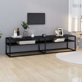 Vidaxl tv-meubel 180x40x40,5 cm gehard glas zwartmarmerkleurig