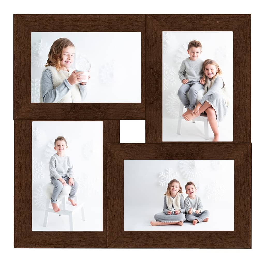 Cadre photo Vidaxl pour 4x (10x15 cm) Photo MDF Brun foncé