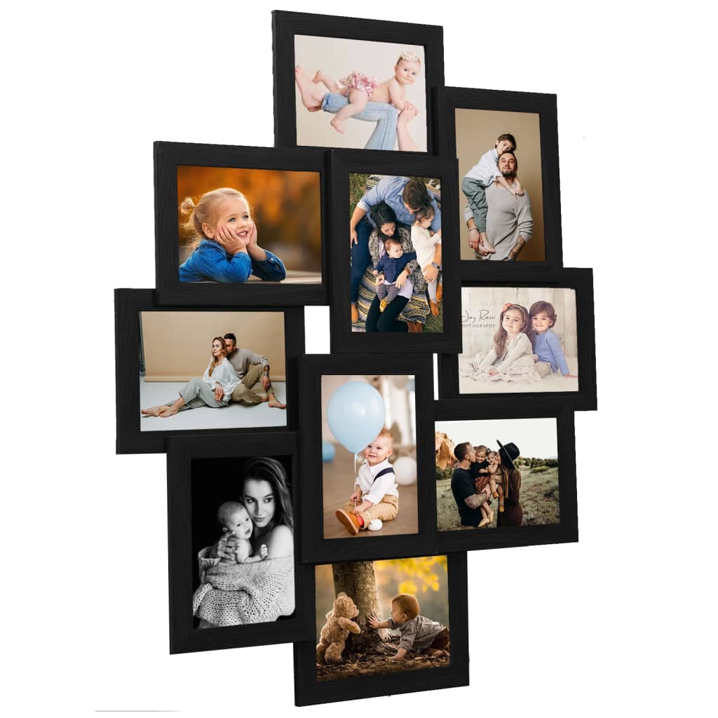 Cadre photo Vidaxl pour 10x (10x15 cm) Photo mdf noir