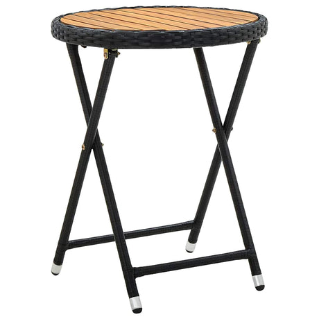 Vidaxl salontafel 60 cm poly rattan en massief acaciahout zwart