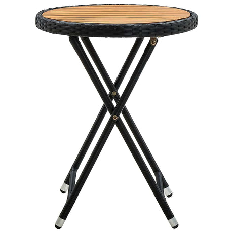 Vidaxl salontafel 60 cm poly rattan en massief acaciahout zwart