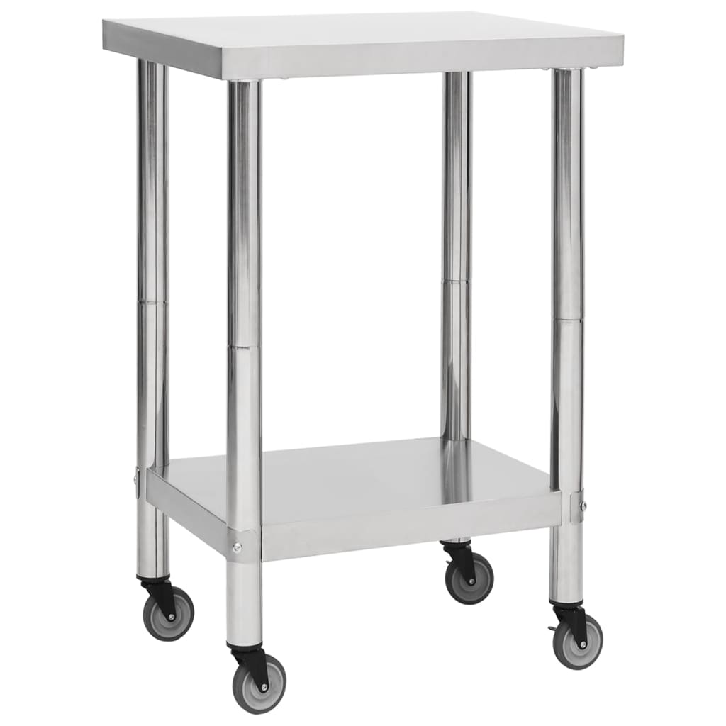 Vidaxl Kitchenwork table with wheels 60x60x85 cm Stainless steel