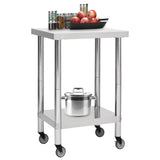 Vidaxl Kitchenwork table with wheels 60x60x85 cm Stainless steel