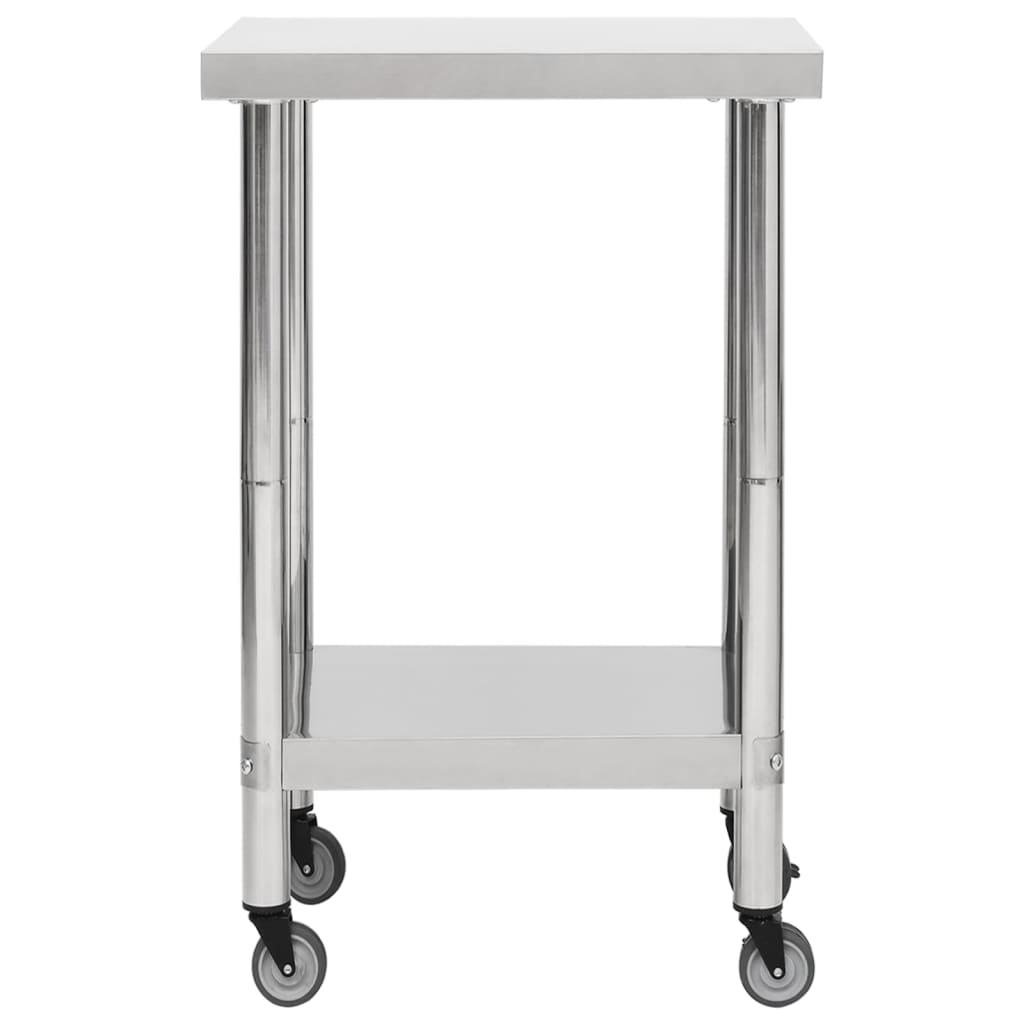 Vidaxl Kitchenwork table with wheels 60x60x85 cm Stainless steel