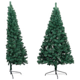 VidaXL Kunstkerstboom met verlichting en kerstballen half 120 cm groen