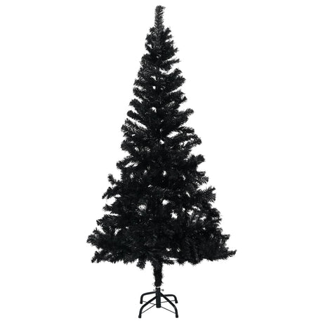 VidaXL Kunstkerstboom met verlichting en kerstballen 210 cm PVC zwart