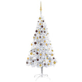 VidaXL Kunstkerstboom met verlichting en kerstballen 180 cm PET zilver