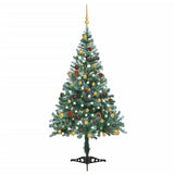 VidaXL Kunstkerstboom met verlichting ballen sneeuw dennenappel 150 cm
