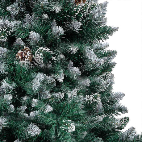 Vidaxl kunstkerstboom met led en kerstballen en dennenappels 210 cm