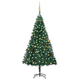 VidaXL Kunstkerstboom met verlichting en kerstballen 240 cm groen