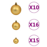 Vidaxl kunstkerstboom met verlichting en kerstballen 210 cm pvc wit