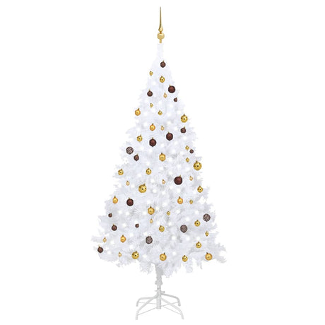 VidaXL Kunstkerstboom met verlichting en kerstballen 240 cm wit