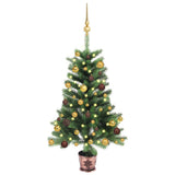 VidaXL Kunstkerstboom met verlichting en kerstballen 65 cm groen