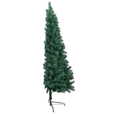 VidaXL Kunstkerstboom met verlichting en kerstballen half 210 cm groen