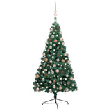 VidaXL Kunstkerstboom met verlichting en kerstballen half 240 cm groen