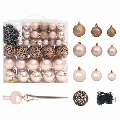 Vidaxl kunstkerstboom met verlichting kerstballen dennenappels 210 cm