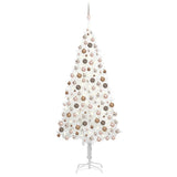 VidaXL Kunstkerstboom met verlichting en kerstballen 210 cm PVC wit