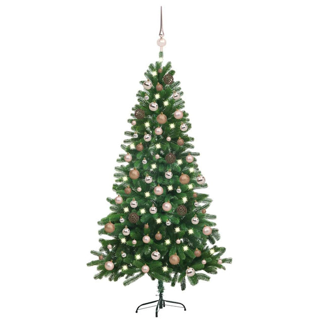 Vidaxl kunstkerstboom met verlichting en kerstballen 150 cm groen